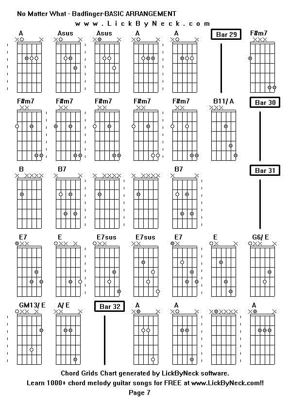 Chord Grids Chart of chord melody fingerstyle guitar song-No Matter What - Badfinger-BASIC ARRANGEMENT,generated by LickByNeck software.